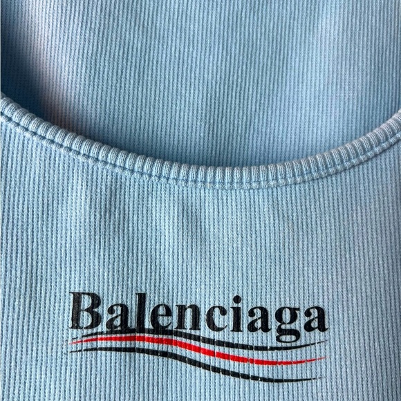Balenciaga blue stretchable sleeveless shirt. Size Small - Picture 4 of 6